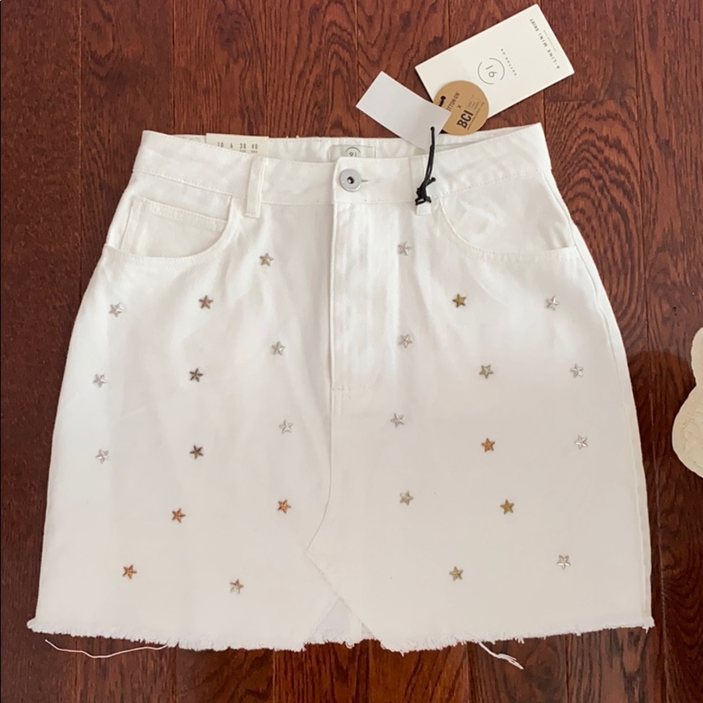 White Denim Star Skirt